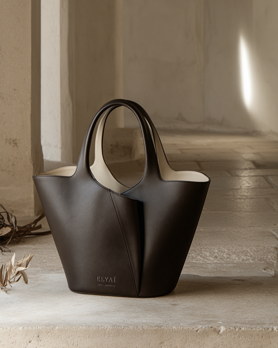 Sac ELYAÏ 001 en cuir dans un intérieur beige